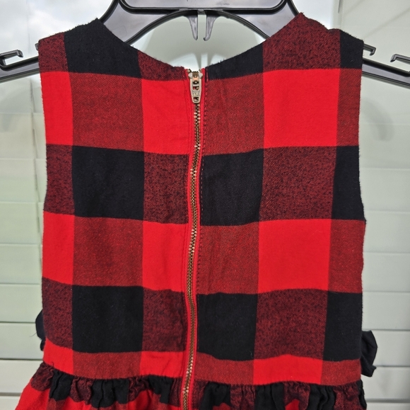 Carter's Kid Red Black Plaid Girls Dress Sz 5 Lined 100% Cotton Side Bows - Picture 13 of 13